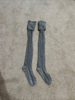 Free People Women’s Gray Cable-Knit Over-the-Knee Socks